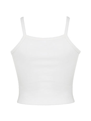 Rib Basic Solid Crop Cami Top