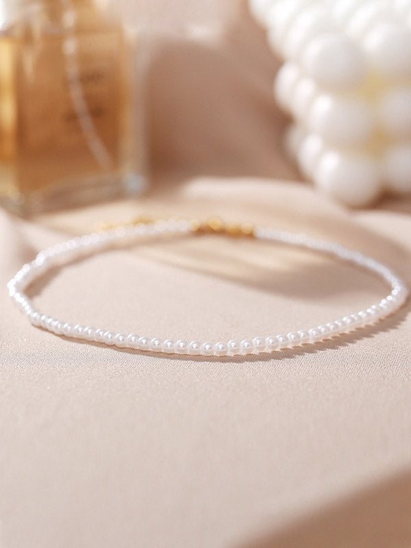 Faux Pearl Choker Necklace