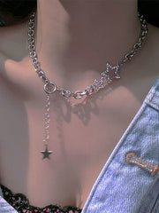 Rhinestone Star Decor Layered Chain Necklace