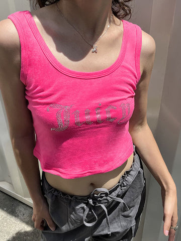 Rhinestone Letter Crop Tank Top