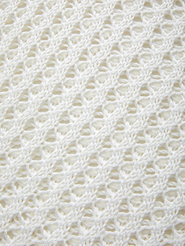 Top de punto de manga larga de crochet calado