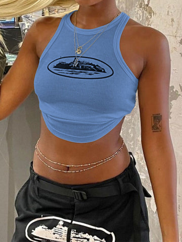 Kurzes Tanktop mit Waffelmuster