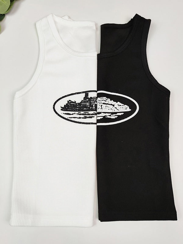 Kurzes Tanktop mit Waffelmuster