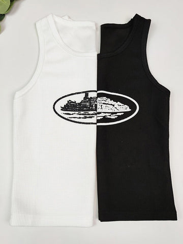 Kurzes Tanktop mit Waffelmuster