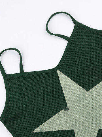 Kurzes Camisole-Oberteil aus Strick mit Sternenmuster