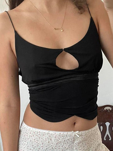 Strappy Tie Cutout Crop Cami Top