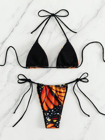 Conjunto de bikini de mariposa con cordones