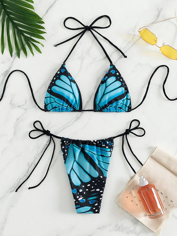 Conjunto de bikini de mariposa con cordones