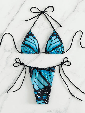 Conjunto de bikini de mariposa con cordones