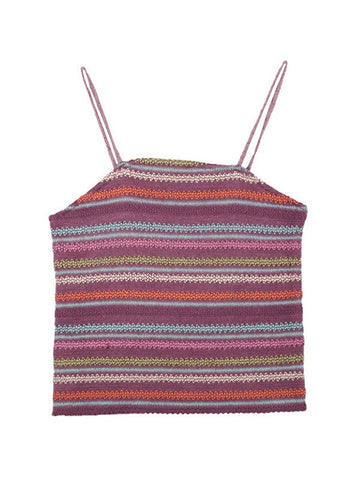 Color Block Striped Knitted Crop Cami Top