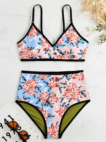 Wendbares Bikini-Set mit Blumenmuster