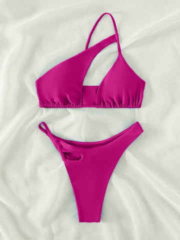 Conjunto de bikini con un hombro descubierto