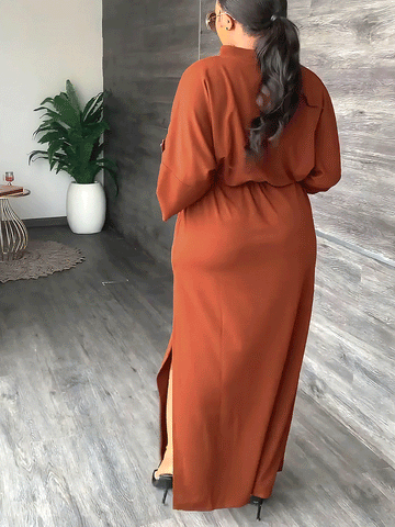 V-neck Split Maxi Dress