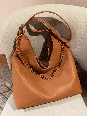 PU Solid Shoulder Bag