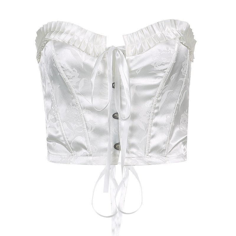 Tenderness Lace Up Corset Satin Crop Top