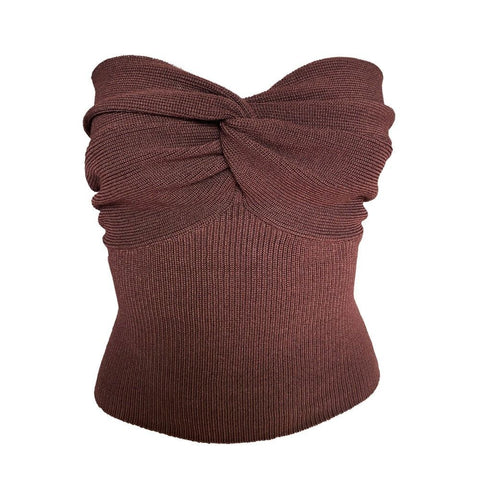 Small Treasure Ruched Twist Bandeau Knitted Top