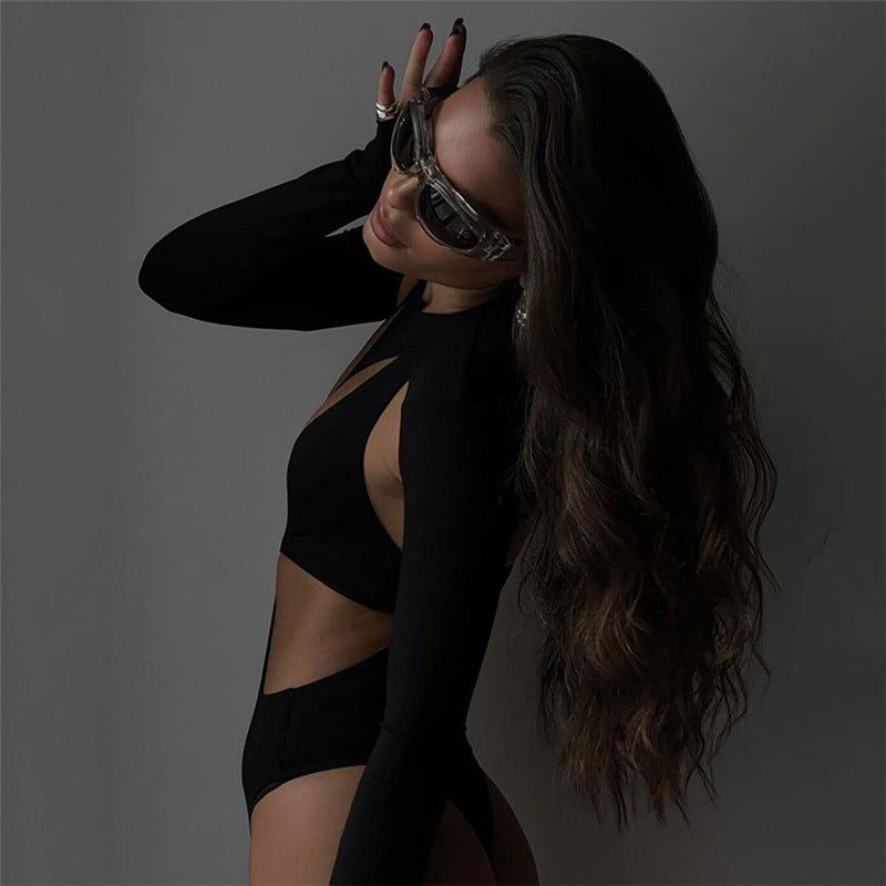 Star Power Cut Out Long Sleeve Bodysuit