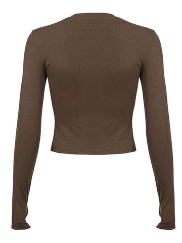 Basic-Crop-Top mit langen Ärmeln und Unifarben