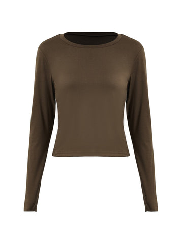 Basic Solid Long Sleeve Crop Top