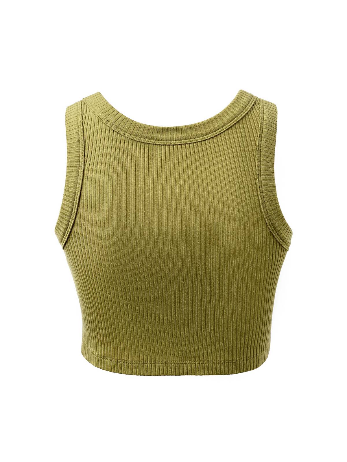 Geripptes Basic-Crop-Tanktop in Uni