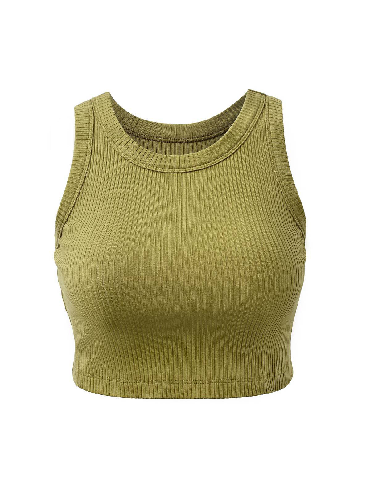 Geripptes Basic-Crop-Tanktop in Uni