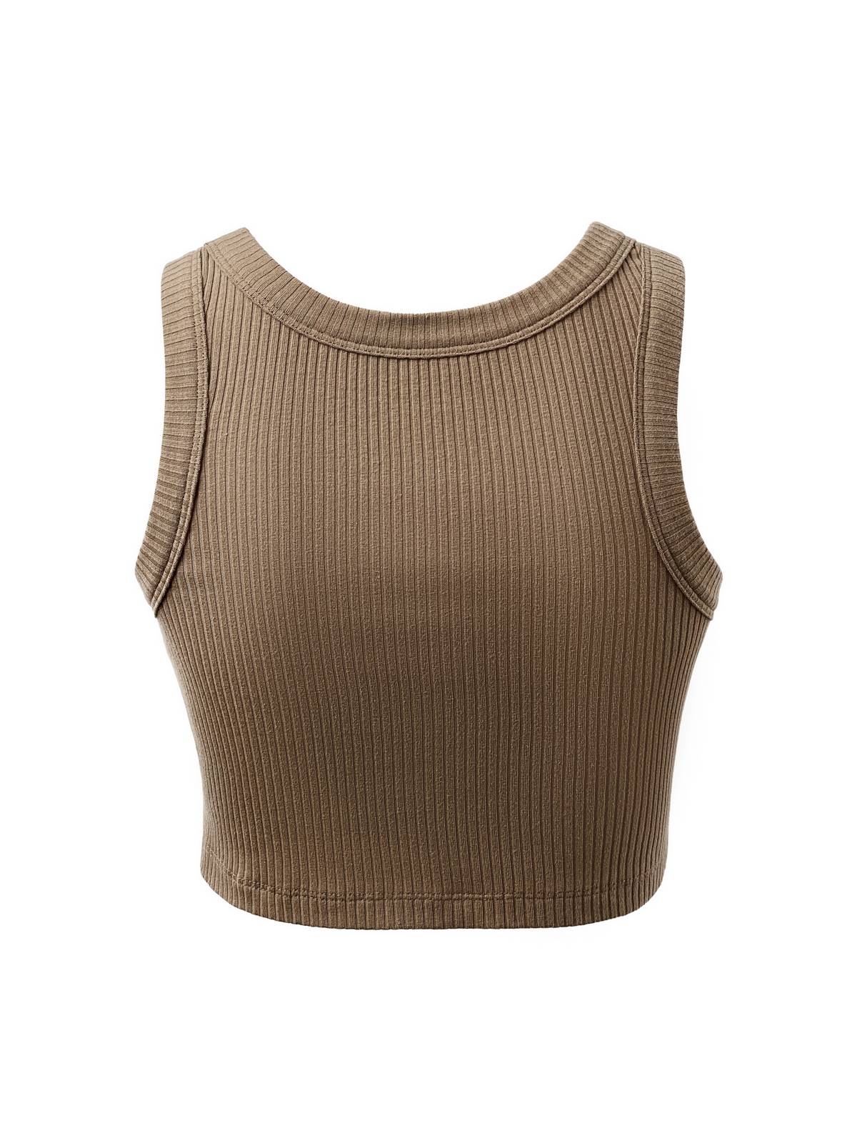 Geripptes Basic-Crop-Tanktop in Uni