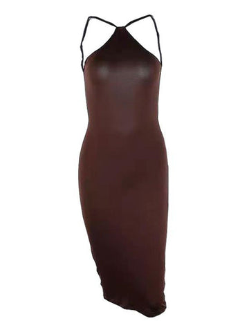 Rückenfreies, figurbetontes Midi-Slip-Kleid