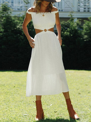 Off Shoulder Cutout Midi Dress