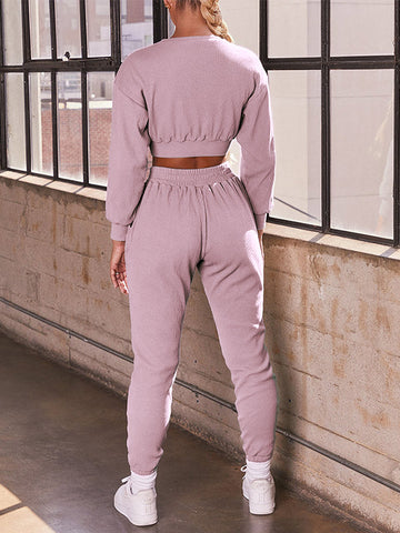 Solid Sweatshirt & Joggers Lounge Set