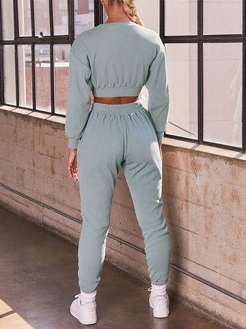 Solid Sweatshirt & Joggers Lounge Set