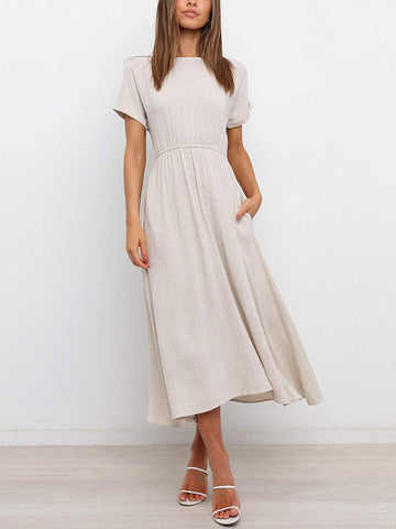 Solid Tie Back Midi Dress