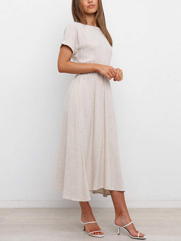 Solid Tie Back Midi Dress