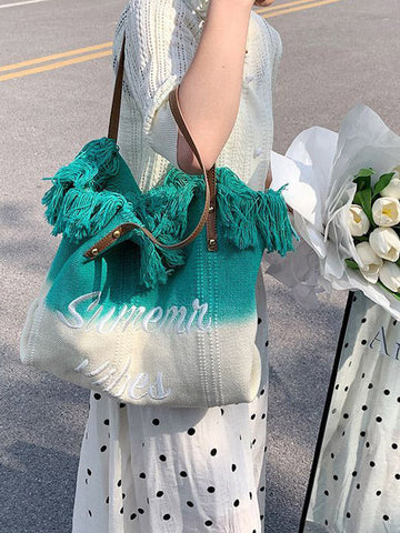 Summer Vibe Tassel Tote Bag