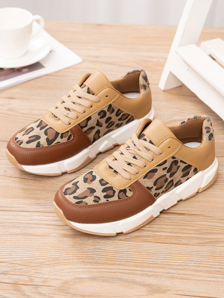 Lässige PU-Sneakers mit Leopardenmuster