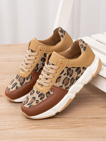 PU Leopard Casual Sneakers