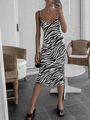 Zebra Stripe Sling Midi Dress