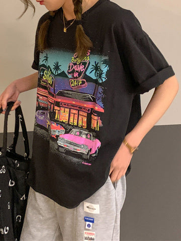 Kurzärmliges T-Shirt mit Motel-Grafik