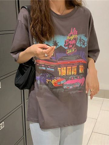 Kurzärmliges T-Shirt mit Motel-Grafik