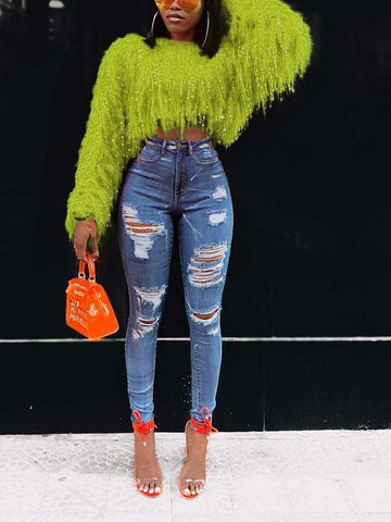 Sequin Tassel Knitted Sweater