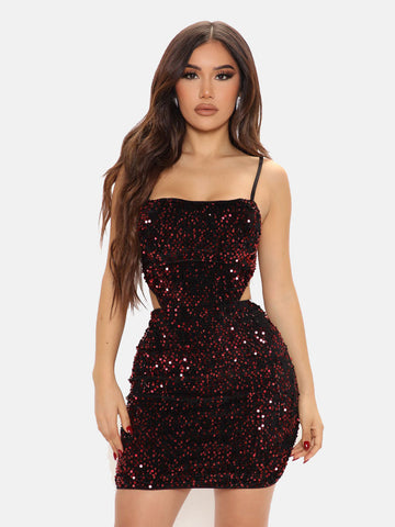 Spaghetti Strap Sequin Bodycon Dress