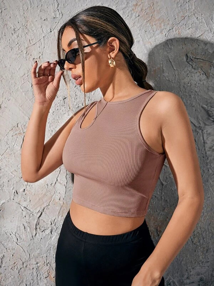 Shoulder Ribbed Knitted Top