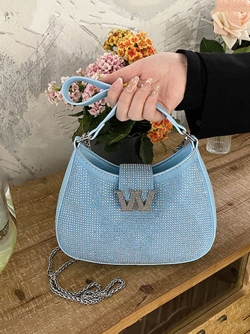 Bolso de hombro con cristales de imitación