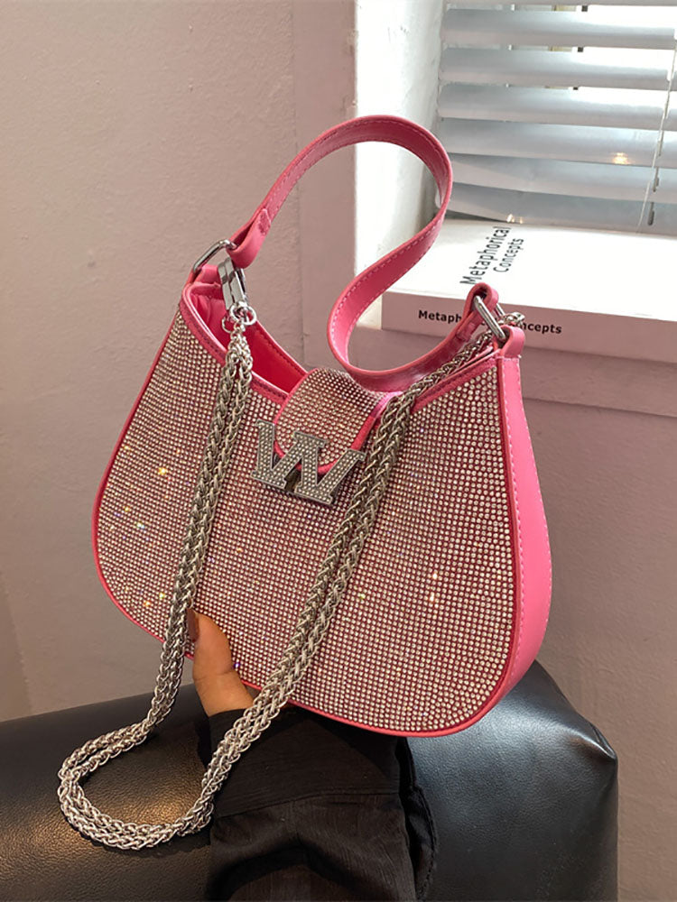 Bolso de hombro con cristales de imitación