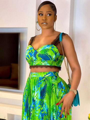 Bedrucktes Crop-Top-Rock-Set