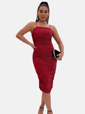 Spaghetti Strap Split Midi Dress