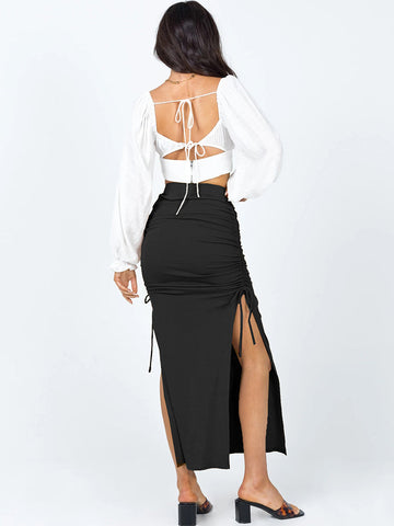 Ribbed Split Maxi Skirt