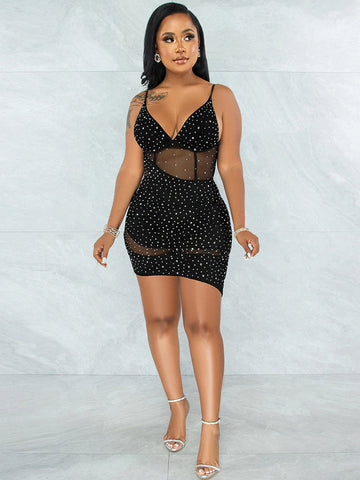 Rhinestone Bodycon Mini Dress