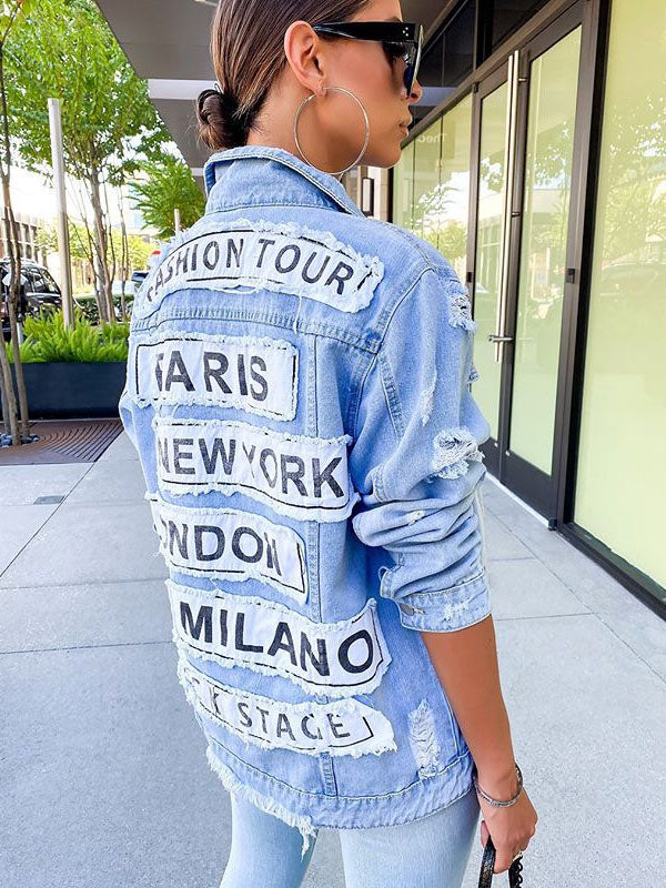 Chaqueta vaquera con estampado de letras