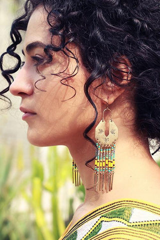 Beads Tassels Metal Earring