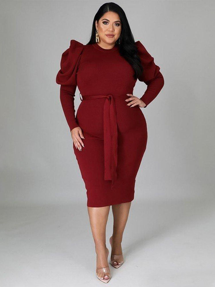 Long Sleeve Knited Midi Dress